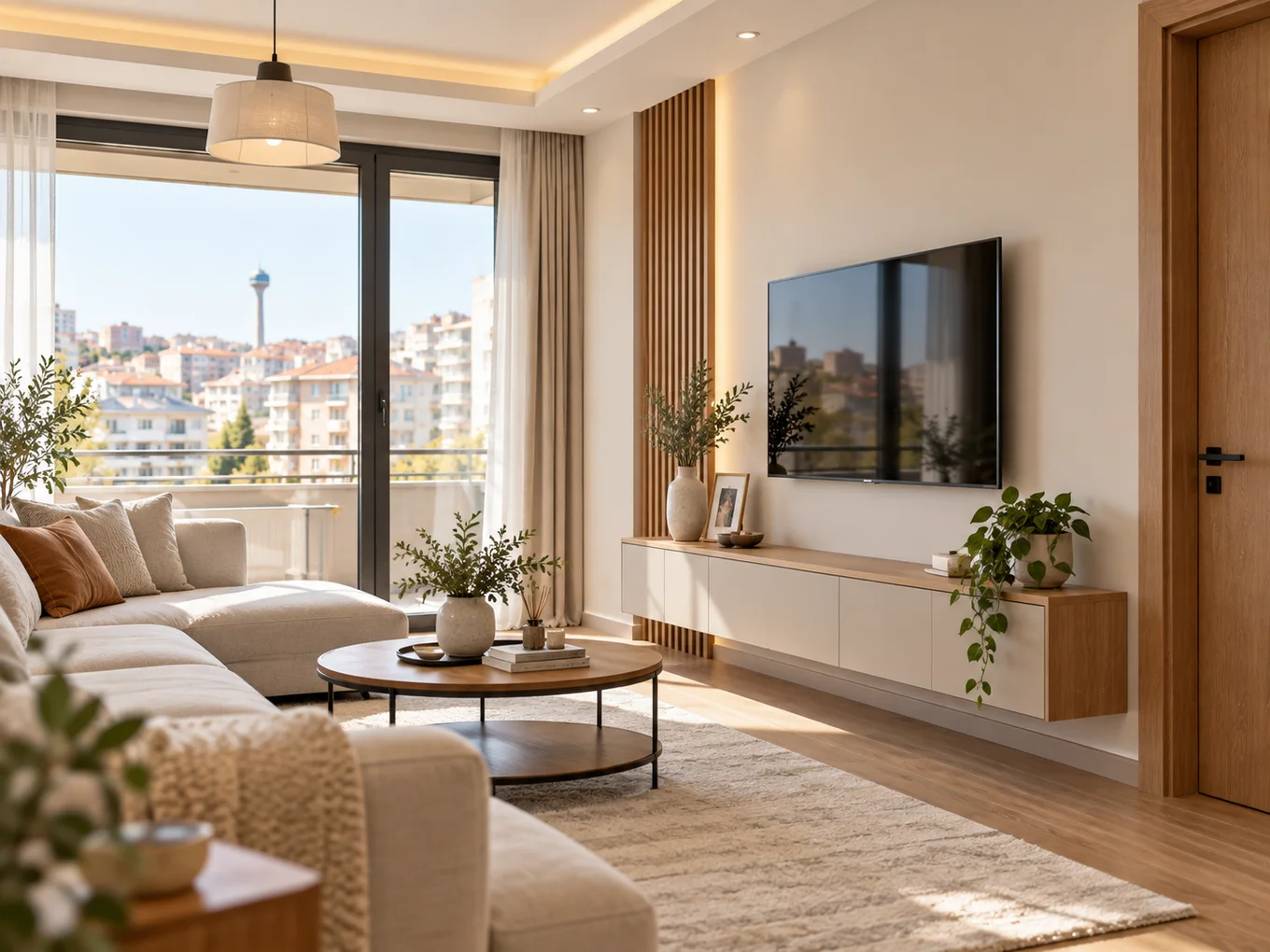Boya ve tadilat sonrası temiz ve yenilenmiş salon